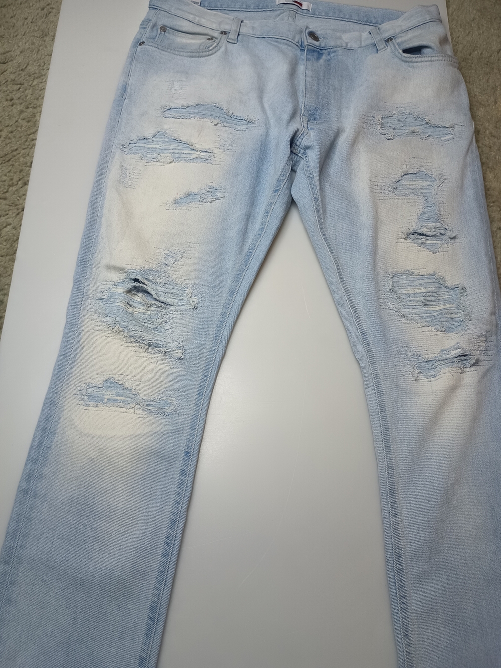 Tommy Hilfiger x Lewis Hamilton Light Blue Distressed Skinny Jeans 36 x 32 Italy